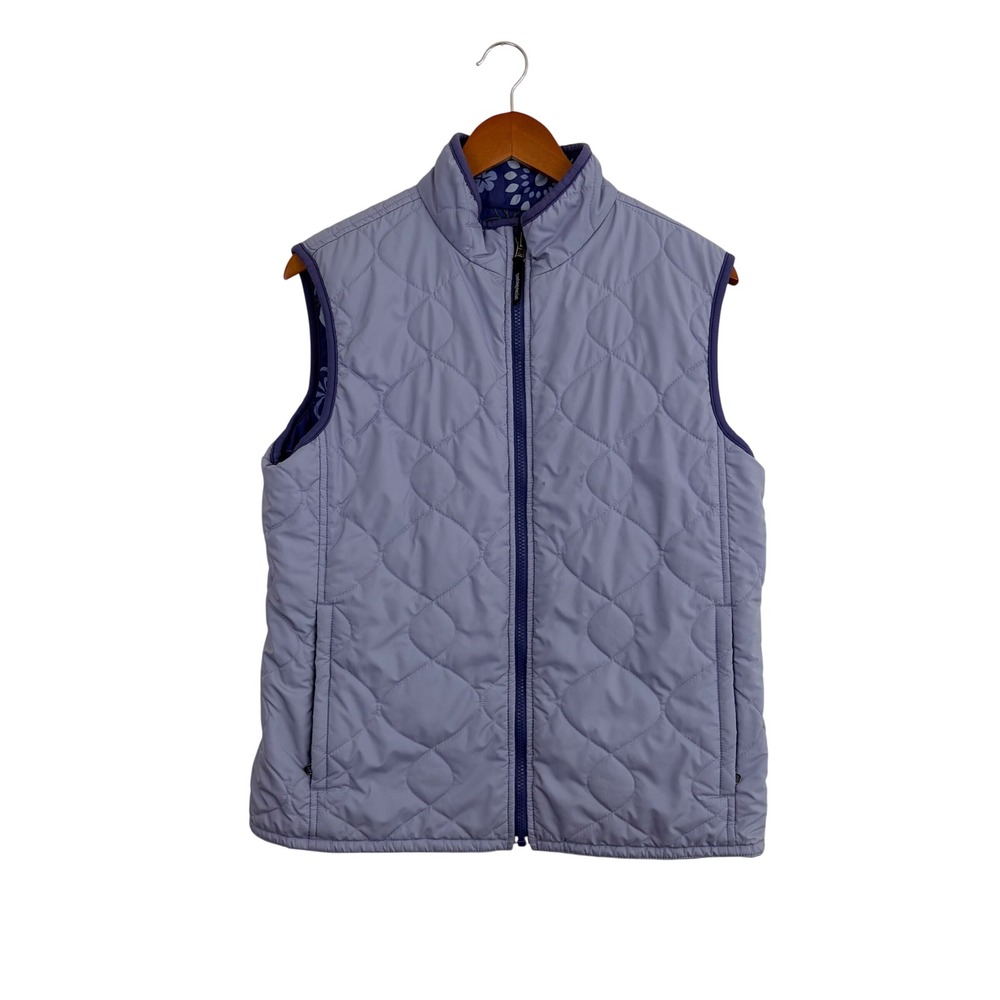 Patagonia VTG Reversible Quilted Vest Womens L Purple Floral Full Zip 28485F4
